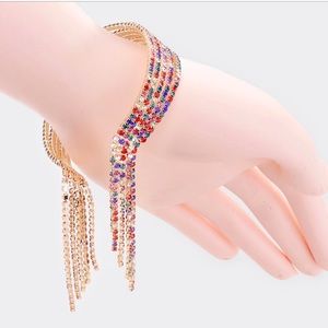 Rainbow 🌈 Rhinestone Waterfall Cuff Bracelet
